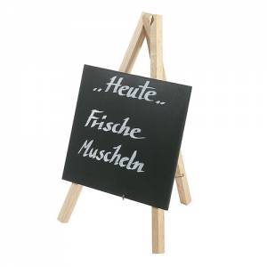 TAFEL MINI-ESEL-SET 3-TEILIG ABM. 13X15X24CM. KLAR LACKIERTES HOLZ MIT PVC-PLATTE