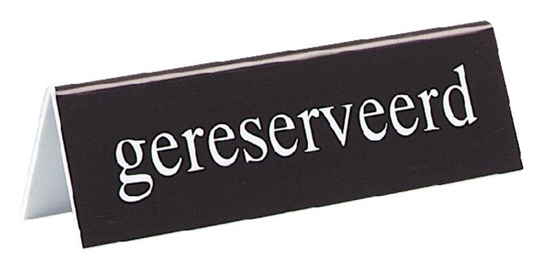SIGN 'RESERVED' SIZE. 13X4CM. PLASTIC COLOR BLACK