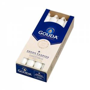 Kaarsen gotisch wit doos 8 st.