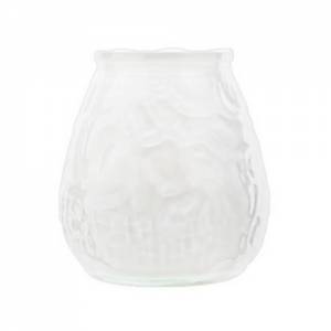 TISCHKERZE LOWBOY DURCHM. 10 CM. HGT. 10,5 cm. FARBE WEISS