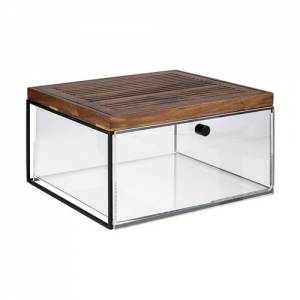 BUFFET SET 3 PIECES DIM. 35.4X32.5CM. METAL/WALNUT WOOD/ACRYL