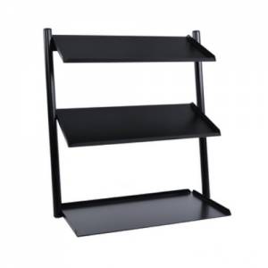 BUFFET PRÉSENTOIR MODÈLE INCLINÉ 3 ÉTAGÈRES (HORS BACS) DIM. 62.5X31(H)65CM. ACIER INOXYDABLE REVÊTU NOIR