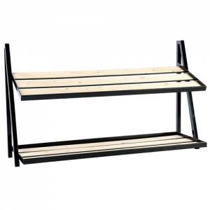 Buffetvitrine 2-niveaus afm. 120x50x(h)70cm. rvs zwart gecoat