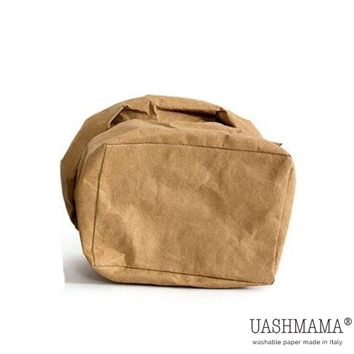 Opbergzak wasbaar papier medium afm. 12,5x18cm.HG. 33cm. kleur naturel Uashmama