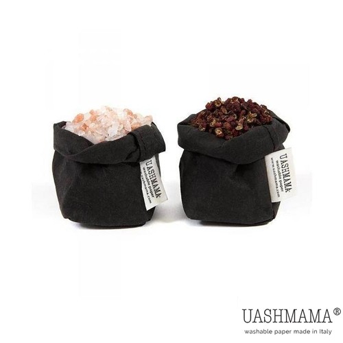 Opbergzak wasbaar papier Small afm. 12x12cm. HG. 25cm. kleur zwart Uashmama