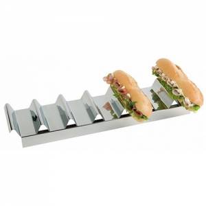 BAGUETTE DISPLAY 7 CUT-OUTS DIM. 47.5X10.5X(H)6CM. stainless steel