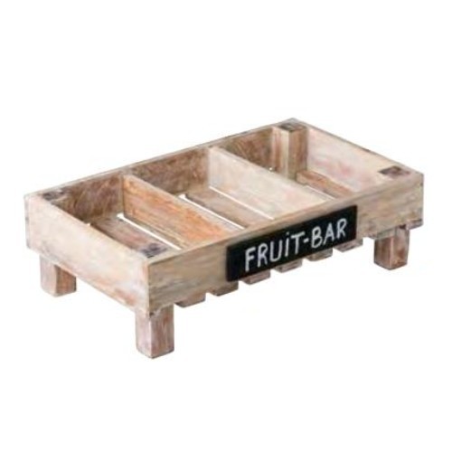Brood-/fruitkrat 3-vaks m/beschrijfbaar krijtbord afm. 50x30x(h)15cm. mangohout
