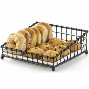 BREAD BASKET/WIRE BASKET DIM. 30.5X30.5X(H)5/11.5CM. BLACK COATED