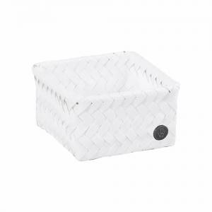 Brood-/fruitmand wit afm. 12x12x(h)7cm. Handedby