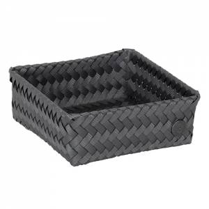 Brood-/fruitmand donker grijs afm. 18x18x(h)7cm. Handedby