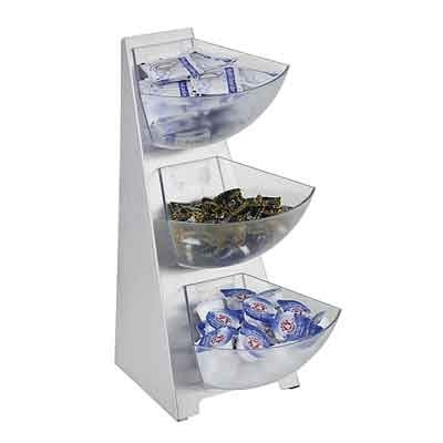 BUFFET-DISPLAY/STANDARD 3-TEILIG MULTI-RACK ABM. 19X24X41CM. EDELSTAHL/KUNSTSTOFF