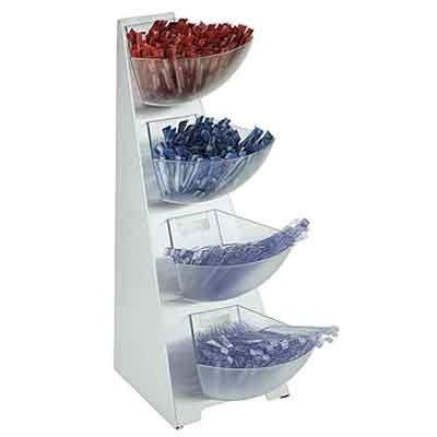 Buffetdisplay-/standaard 4-delig multirek afm. 19x31x53cm. rvs/kunststof
