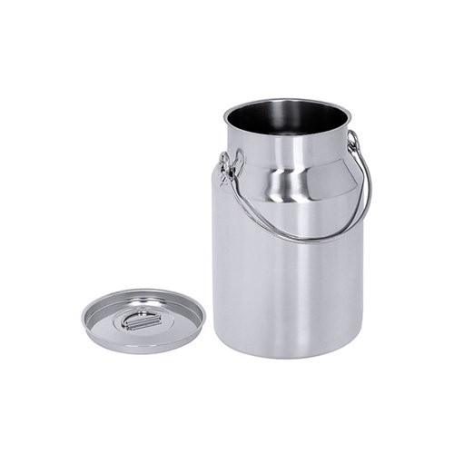 Melkbus inh. 2l. diam 13,5cm. (h)18,5cm. 18/10 rvs met hengsel en deksel