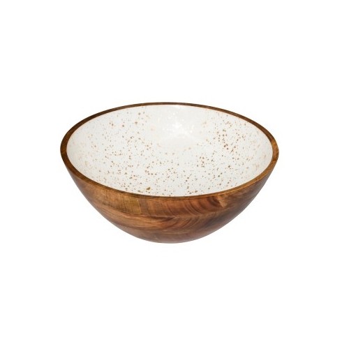 HOLZSCHÜSSEL DURCHM. 30CM HGT. 10CM. INH. 3,6L. WEISS