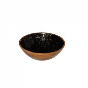 WOODEN BOWL DIAM. 25CM HGT. 7.5CM. INH. 1.9L. BLACK