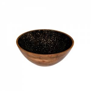 WOODEN BOWL DIAM. 30CM HGT. 10CM. INH. 3.6L. BLACK