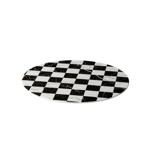 PLATEFORME DIAM. 33CM. CARREAUX NOIR/BLANC