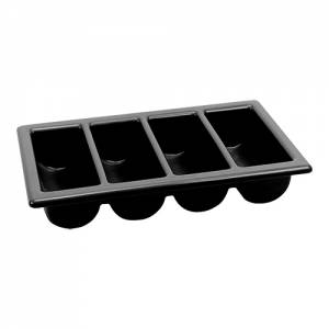 CUTLERY TRAY 4 PARTS DIM. 53X32.5X10CM. PLASTIC COLOR BLACK