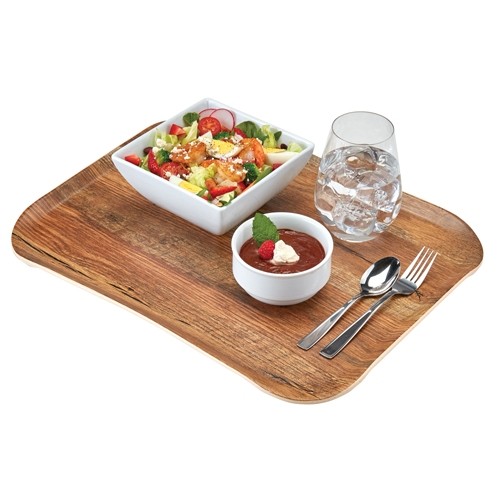 Century Wood Grain Tray, Dimensions: 35.5 x 45.7 cm. Colour: Brown Oak Cambro