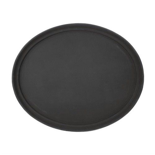 Bierdienblad anti-slip fiberglas ovaal 68x56cm. kleur zwart