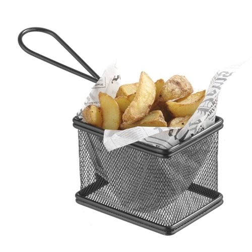 PRÉSENTATION PANIER FIL RECTANGULAIRE DIM. 12.5X10X8.5CM. GUN METAL NOIR