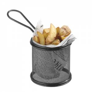 PRESENTATION PANIER FIL ROND DIAM. 9.3CM. HG. 9 CM. GUN METAL NOIR