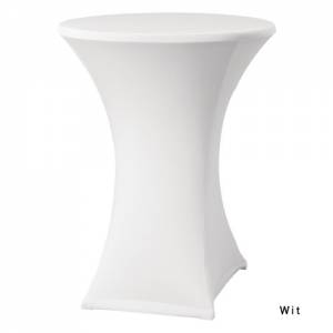 HOUSSE TABLE DEBOUT EXTENSIBLE COULEUR BLANC DIAM. JUSQU'À 85CM.